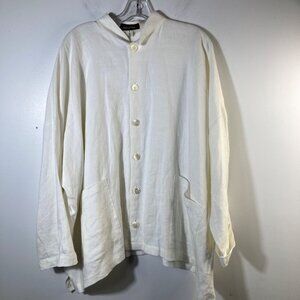 Womens Eskandar Bergdorf Goodman Lagenlook Boxy Linen Jacket White Esk‎ size1 US